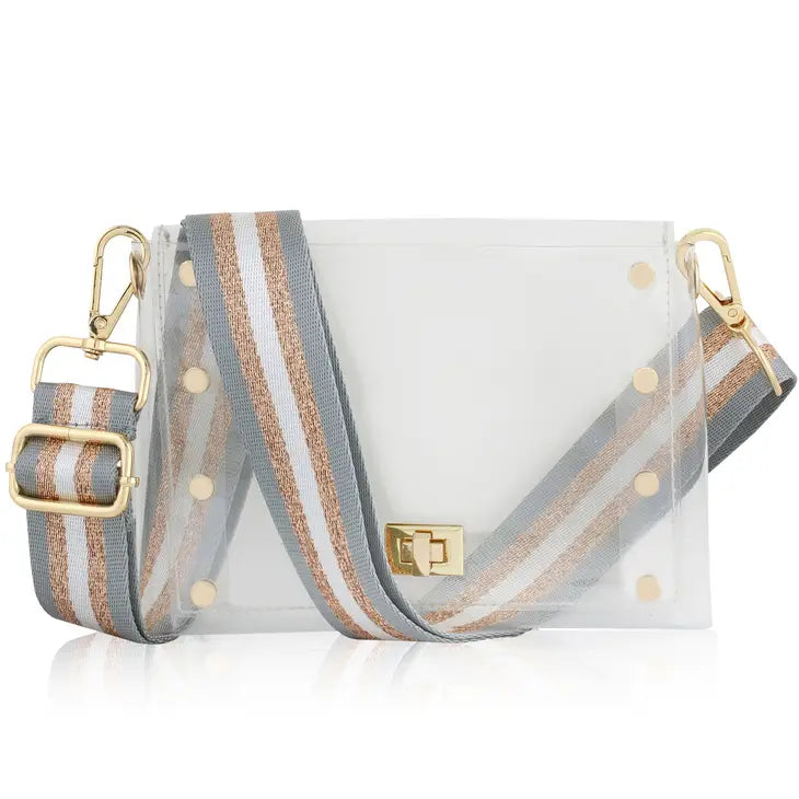 Gameday Bag - Blush Leather / Clear PVC Blush Leather/Clear PVC/Gold Hardware