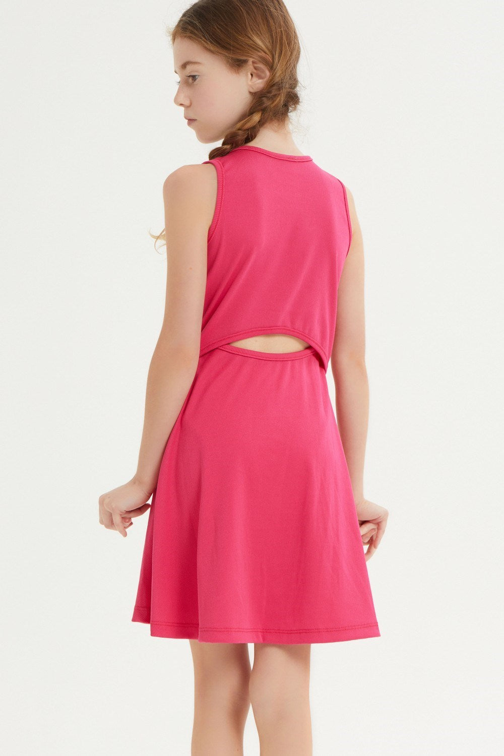 TWEEN CUTOUT BACK FIT AND FLARE SLEEVELESS DRESS