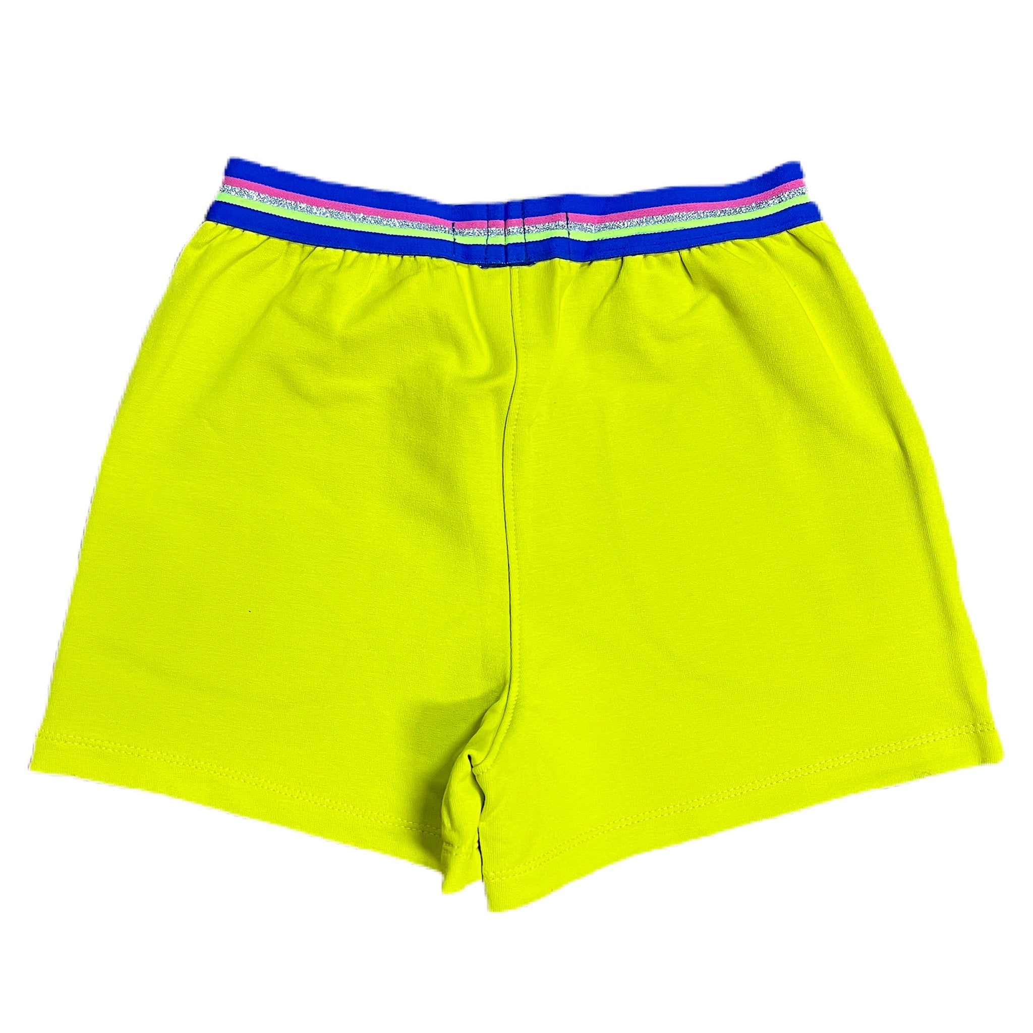 Contrast Waist Band Neon Yellow Shorts