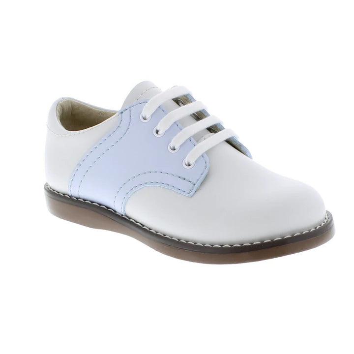 Blue and white saddle shoes outlet