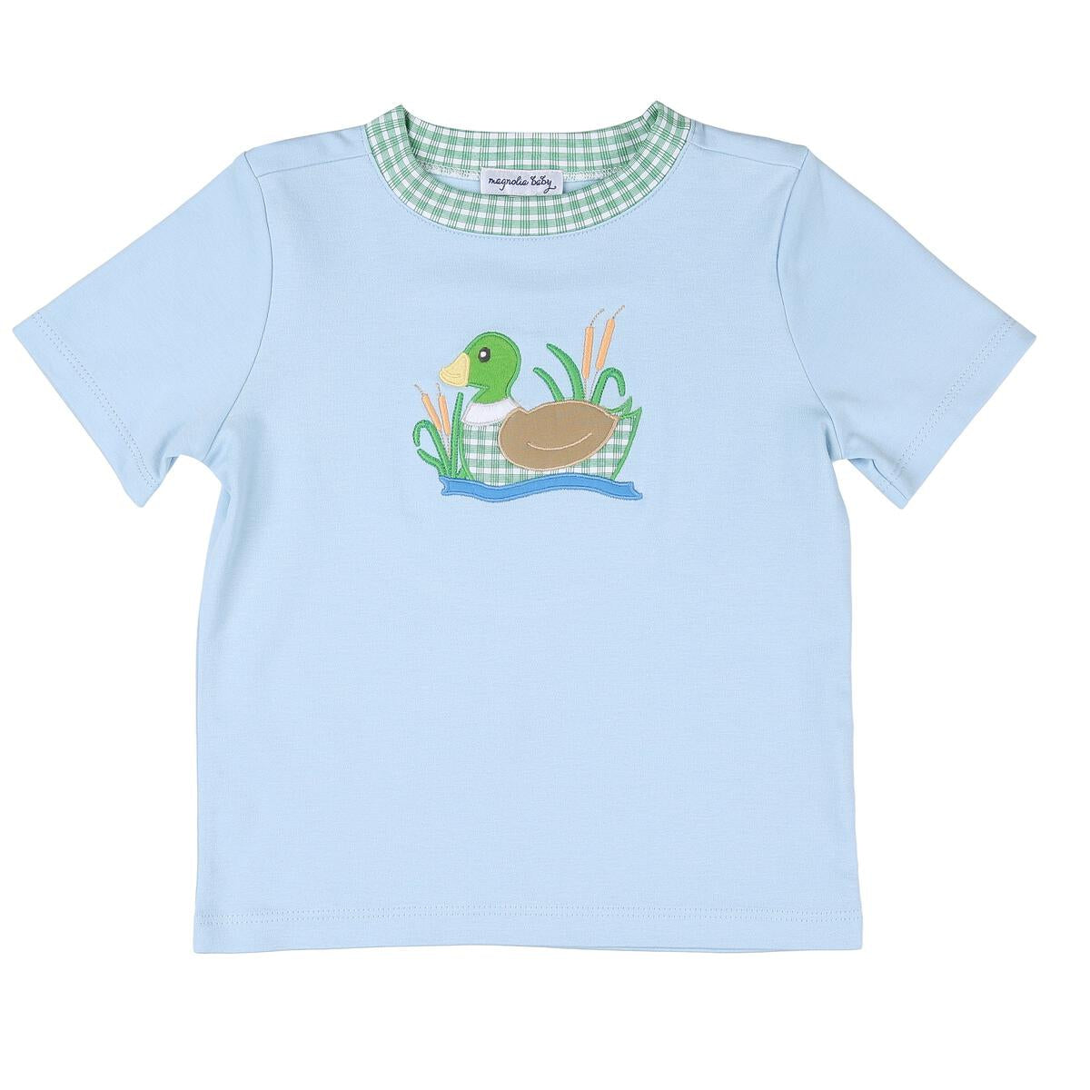 GINGHAM MALLARD APPLIQUE SHORT SLEEVE TODDLER SHIRT