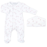 WORTH THE WAIT ESSENTIALS PINK PRINTED FOOTIE AND PRINTED HAT