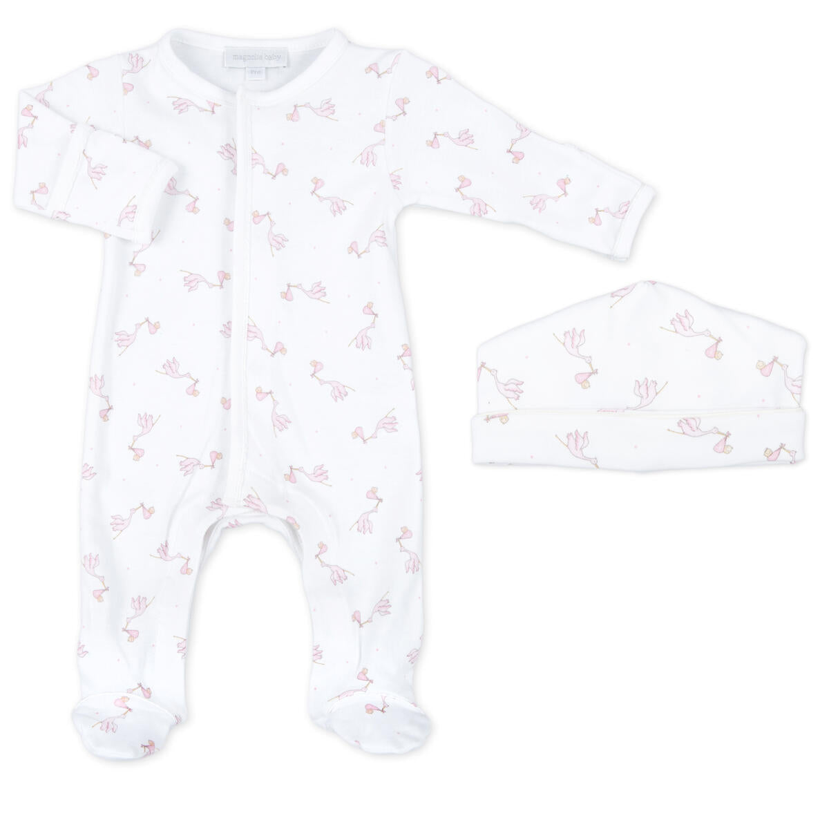 WORTH THE WAIT ESSENTIALS PINK PRINTED FOOTIE AND PRINTED HAT