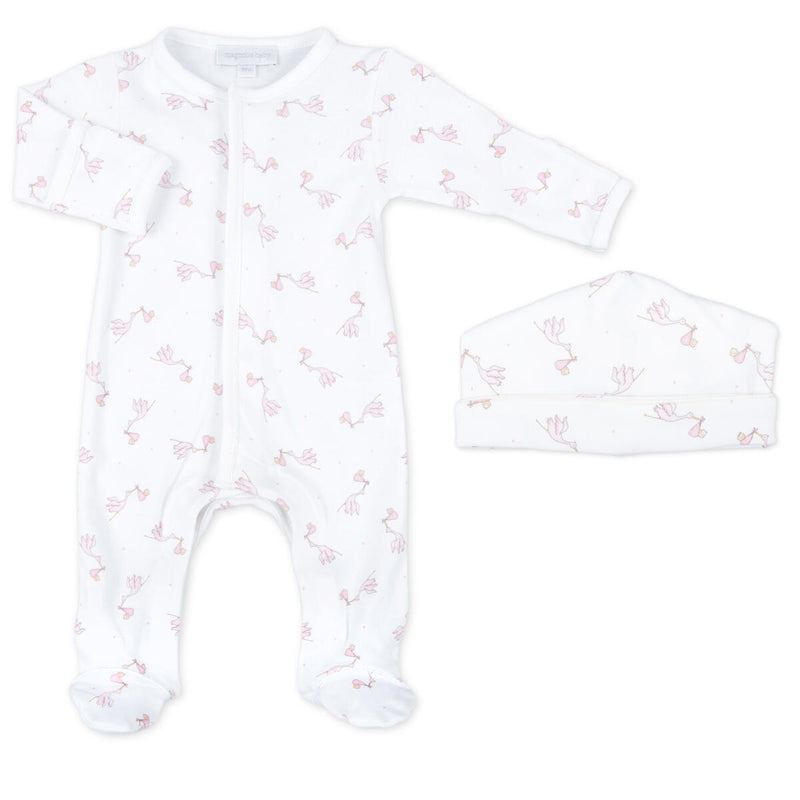 WORTH THE WAIT ESSENTIALS PINK PRINTED FOOTIE AND PRINTED HAT