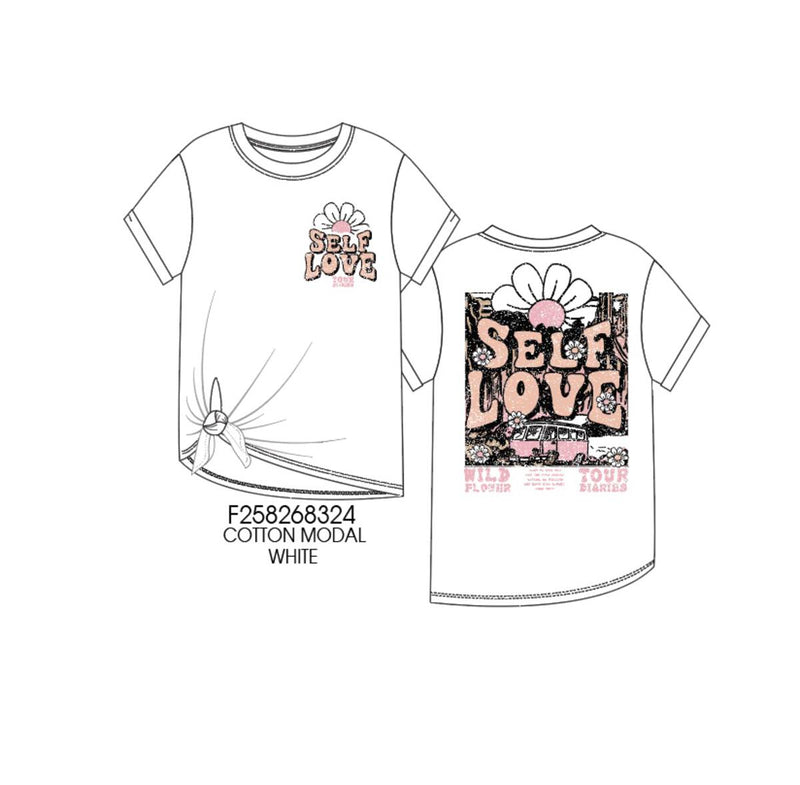 TWEEN SELF LOVE WILDFLOWER FRONT BACK GRAPHIC TEE