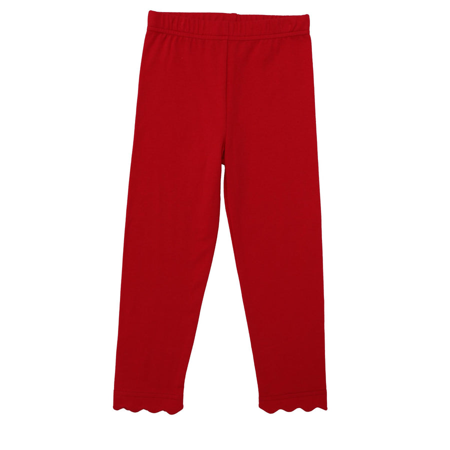 GIRLS SCALLOP LEGGINGS (RED)