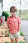 BOY'S SHORT SLEEVE PRO PERFORMANCE POLO IN DEER ANTLER PRINT ON ORANGE
