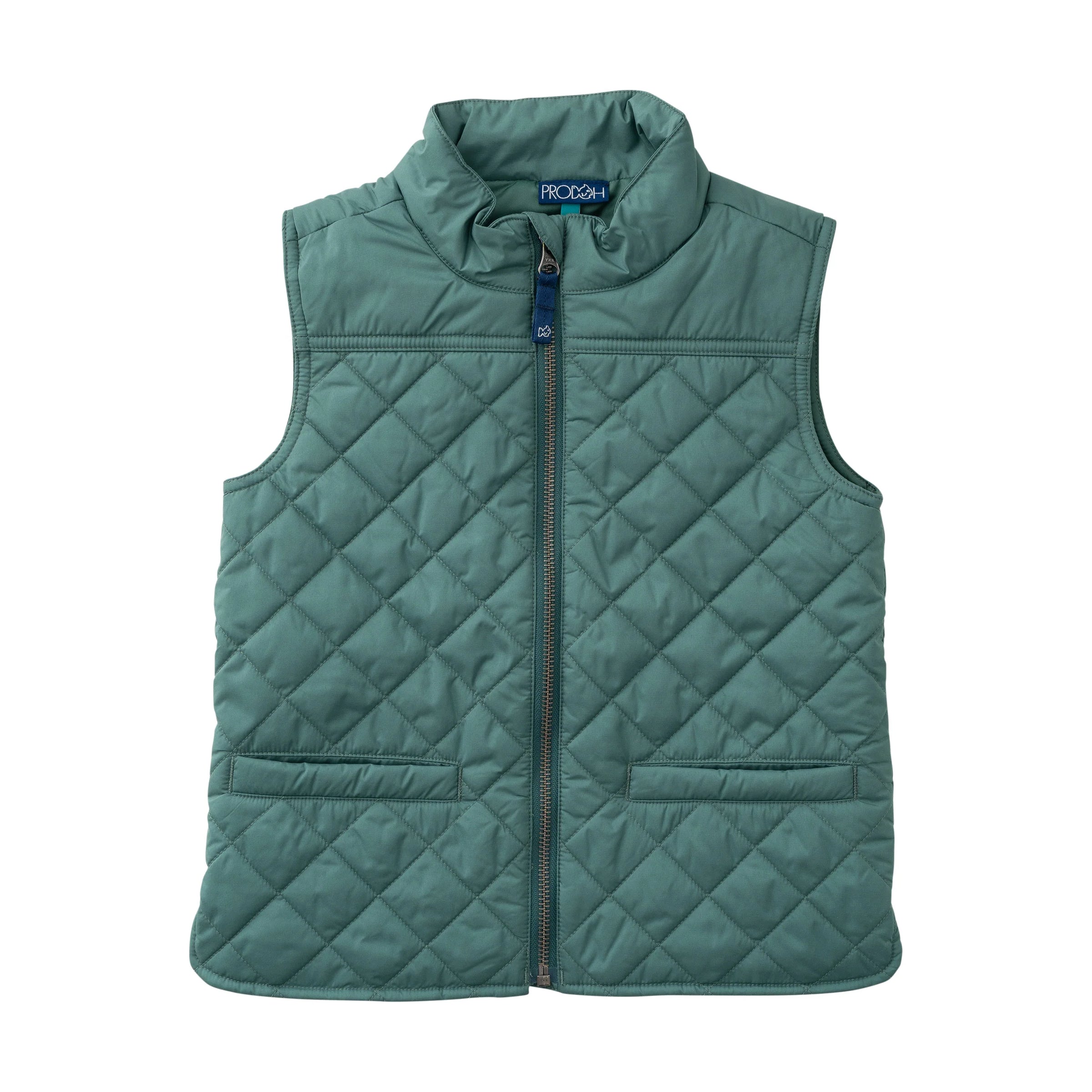 BOYS QUILTED VEST - SMOKE PINE GREEN