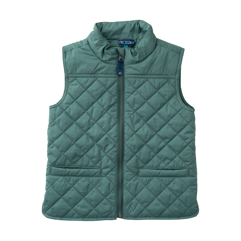 BOYS QUILTED VEST - SMOKE PINE GREEN