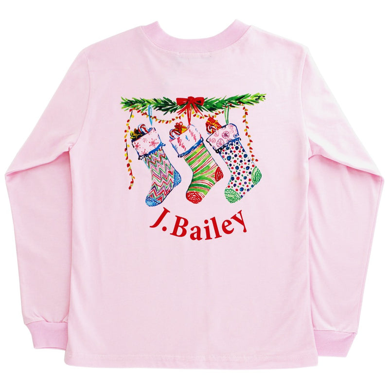 LONG SLEEVE GIRLS LOGO TEE - STOCKINGS ON PINK
