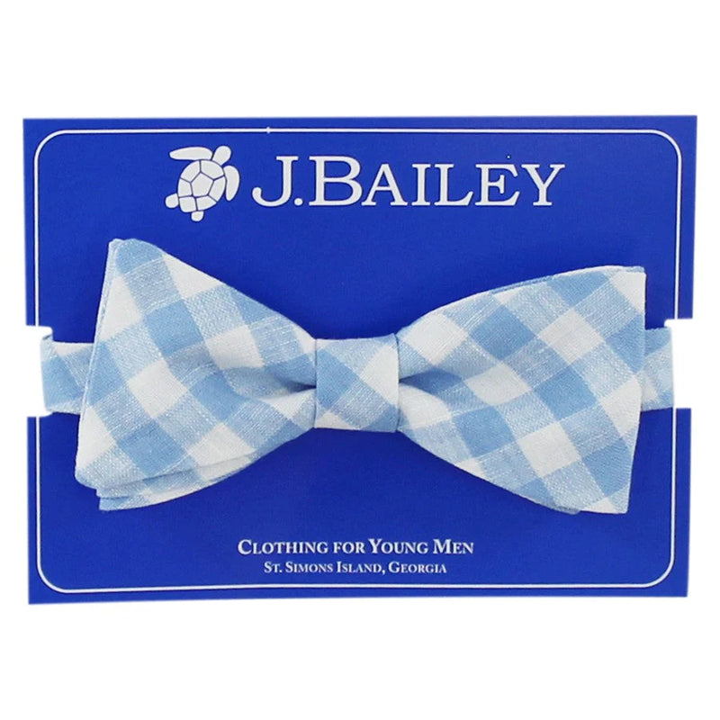 JOHNNY BOW TIE - SKY LINEN GINGHAM