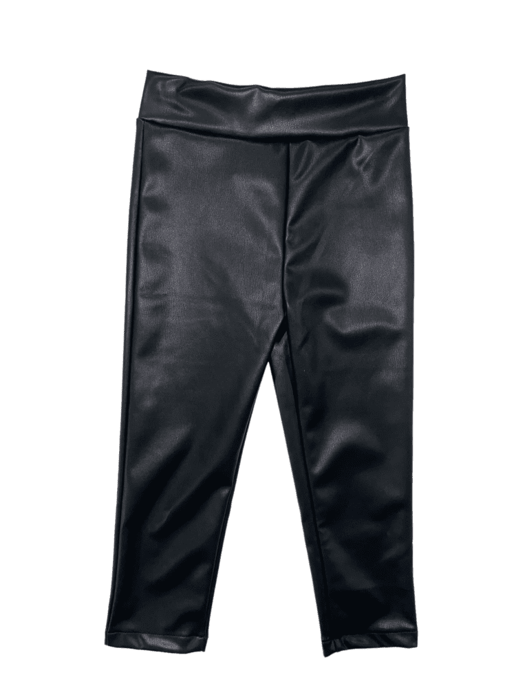 GIRLS VEGAN LEATHER BLACK LEGGINGS