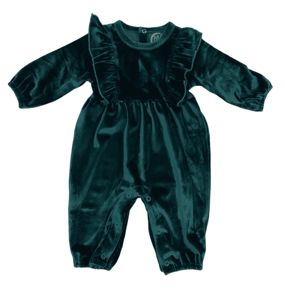 ROSALIE GREEN VELVET ROMPER