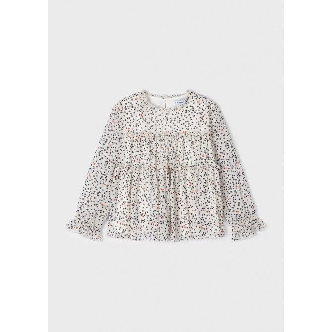 GIRLS HEARTS ALL OVER PRINTED BLOUSE