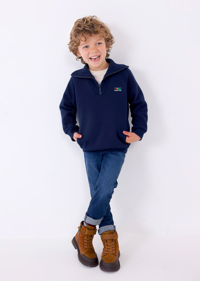 BOYS NAVY HALF ZIP PULL OVER