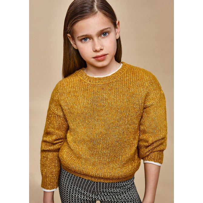 TWEEN MUSTARD SEQUIN SWEATER