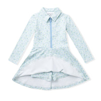 LONG SLEEVE FLORAL COLLAR TENNIS DRESS
