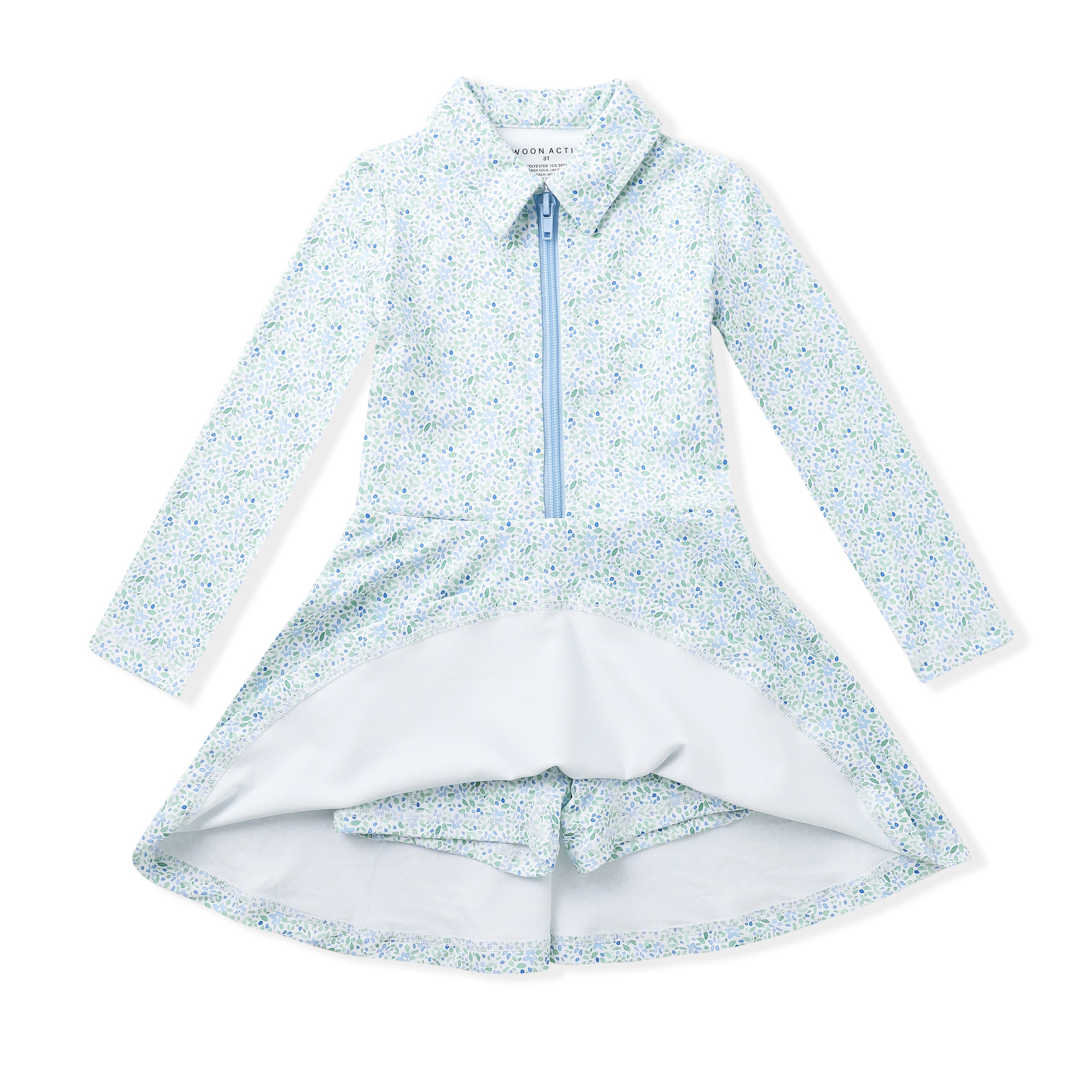 LONG SLEEVE FLORAL COLLAR TENNIS DRESS
