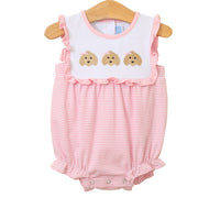 PUPPY TRIO EMBROIDERED GIRL RUFFLE BUBBLE
