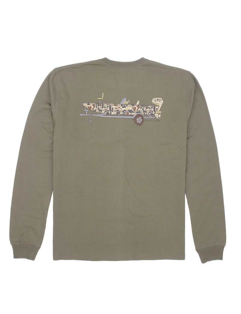BOYS CAMO BOAT LONG SLEEVE TAN TEE