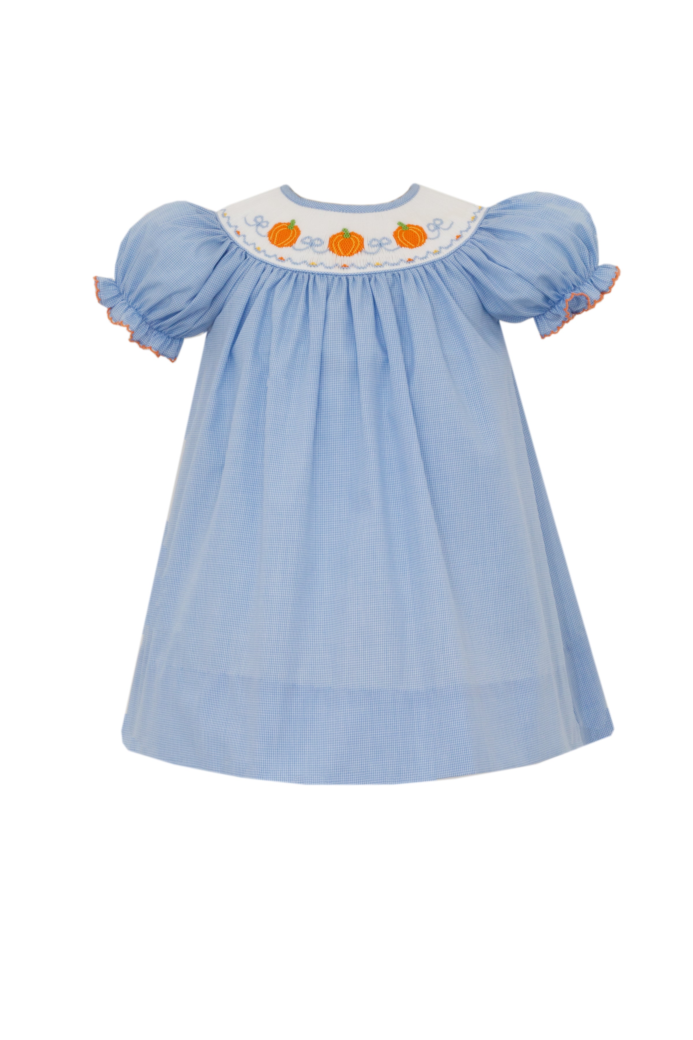 PUMPKINS SMOCKED GIRLS SHORT SLEEVE BISHOP DRESS