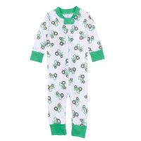 LIL' GREEN TRACTOR ZIPPER PAJAMAS