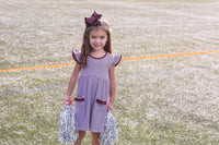 LUCY GAME DAY DRESS - MAROON STRIPE