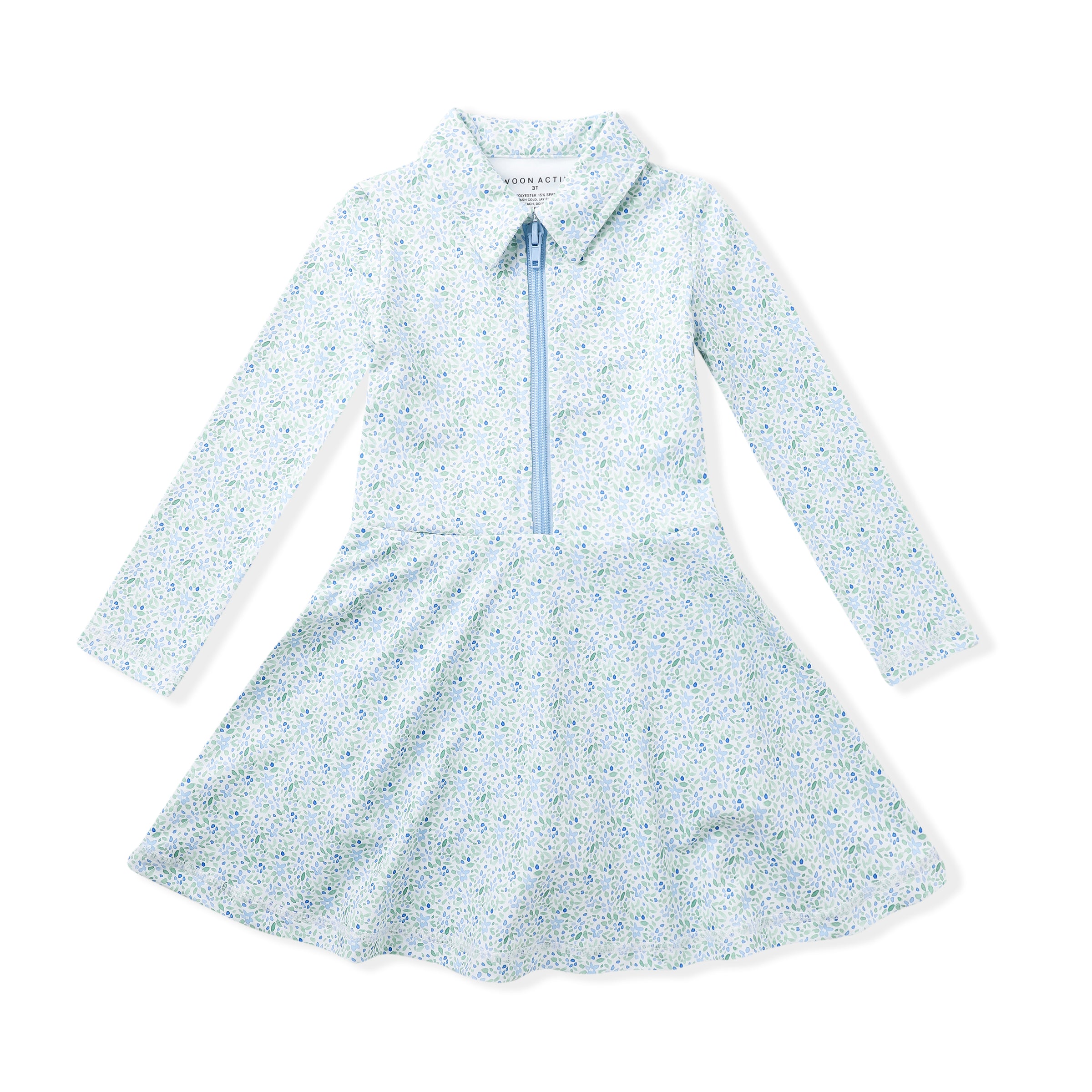 LONG SLEEVE FLORAL COLLAR TENNIS DRESS