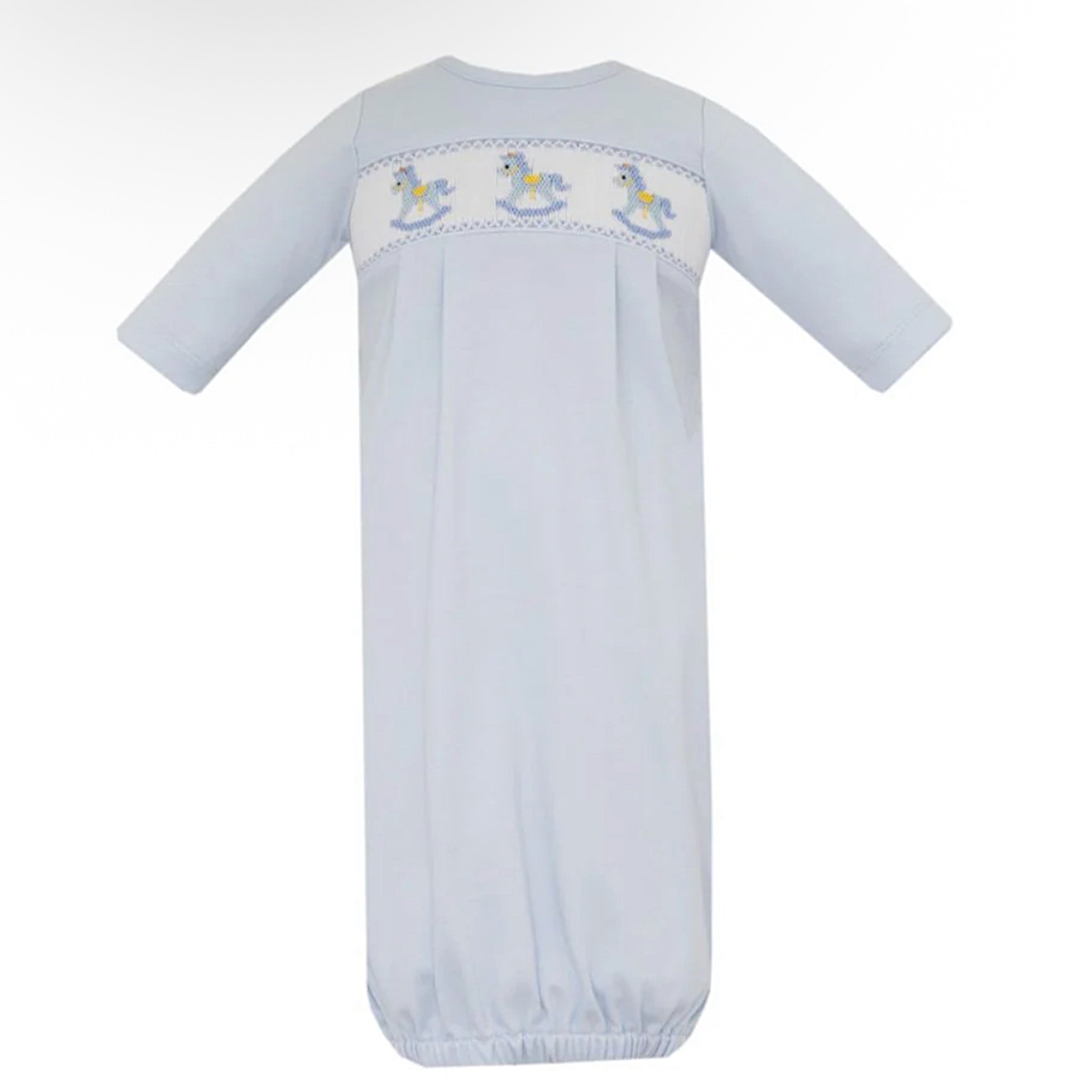 ROCKING HORSE SMOCKED LIGHT BLUE KNIT BOY'S SAC