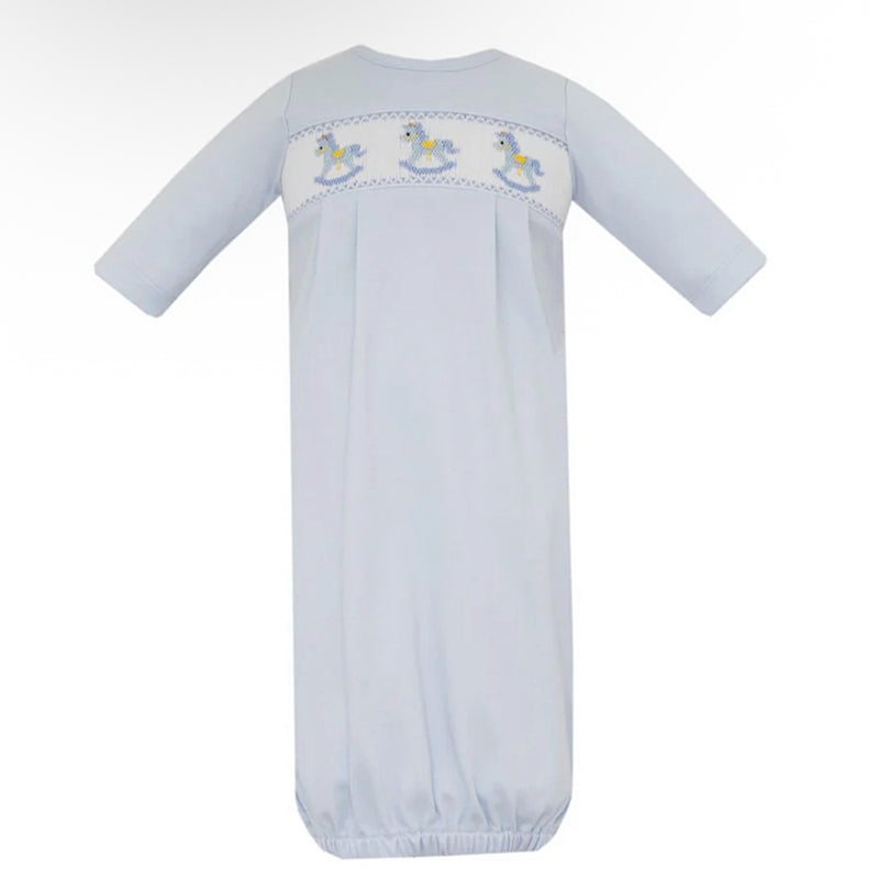 ROCKING HORSE SMOCKED LIGHT BLUE KNIT BOY'S SAC