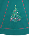 CHRISTMAS TREE EMBROIDERED HUNTER GREEN DRESS