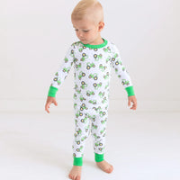 LIL' GREEN TRACTOR PRINT LONG PAJAMAS