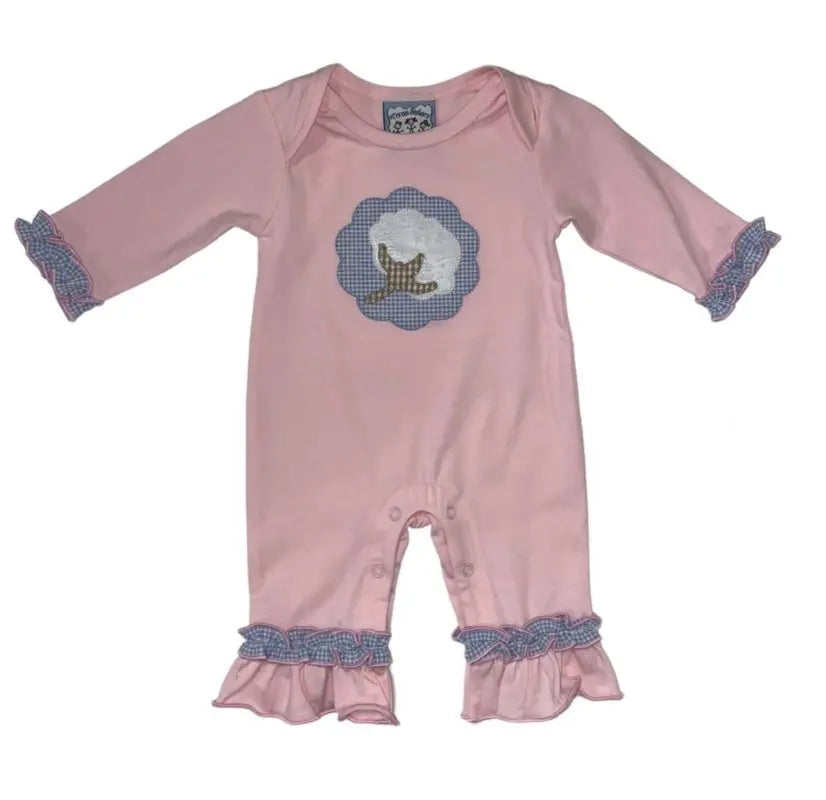 COTTON APPLIQUE GIRLS ROMPER