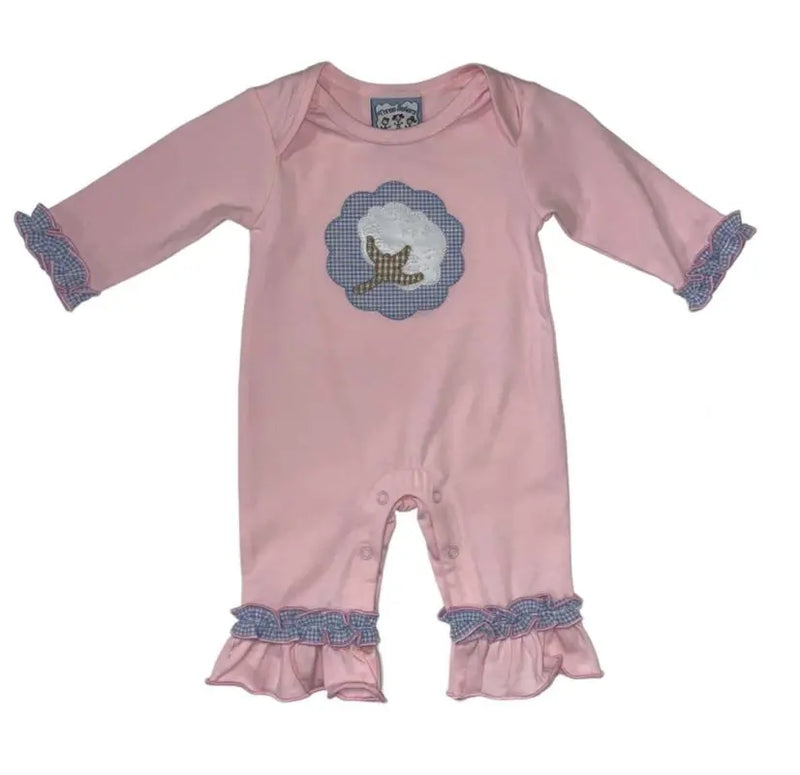 COTTON APPLIQUE GIRLS ROMPER