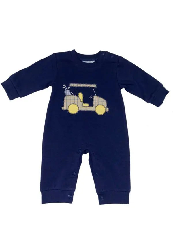 GOLF CART APPLIQUE BOYS ROMPER
