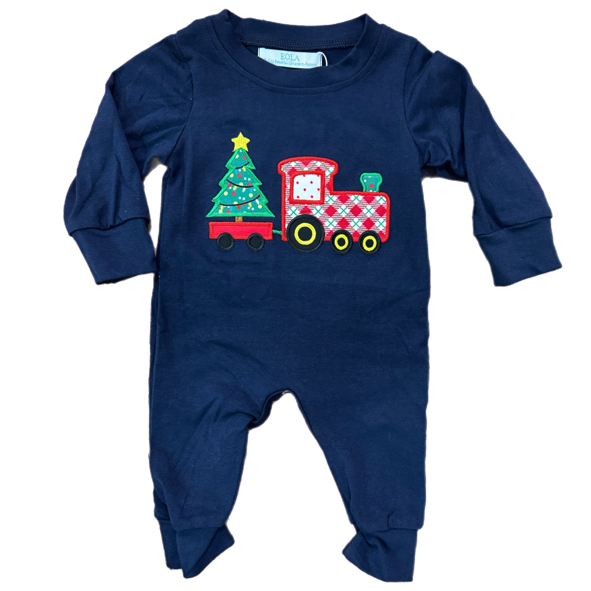CHRISTMAS TRAIN BOYS LONG ROMPER