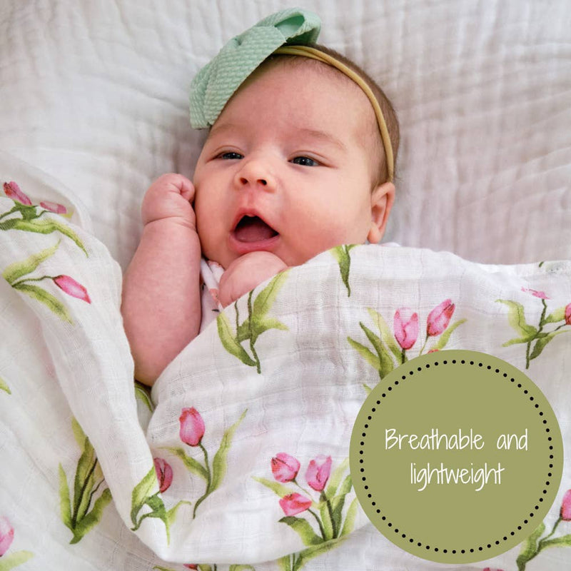 TULIP GARDEN BABY MUSLIN SWADDLE BLANKET