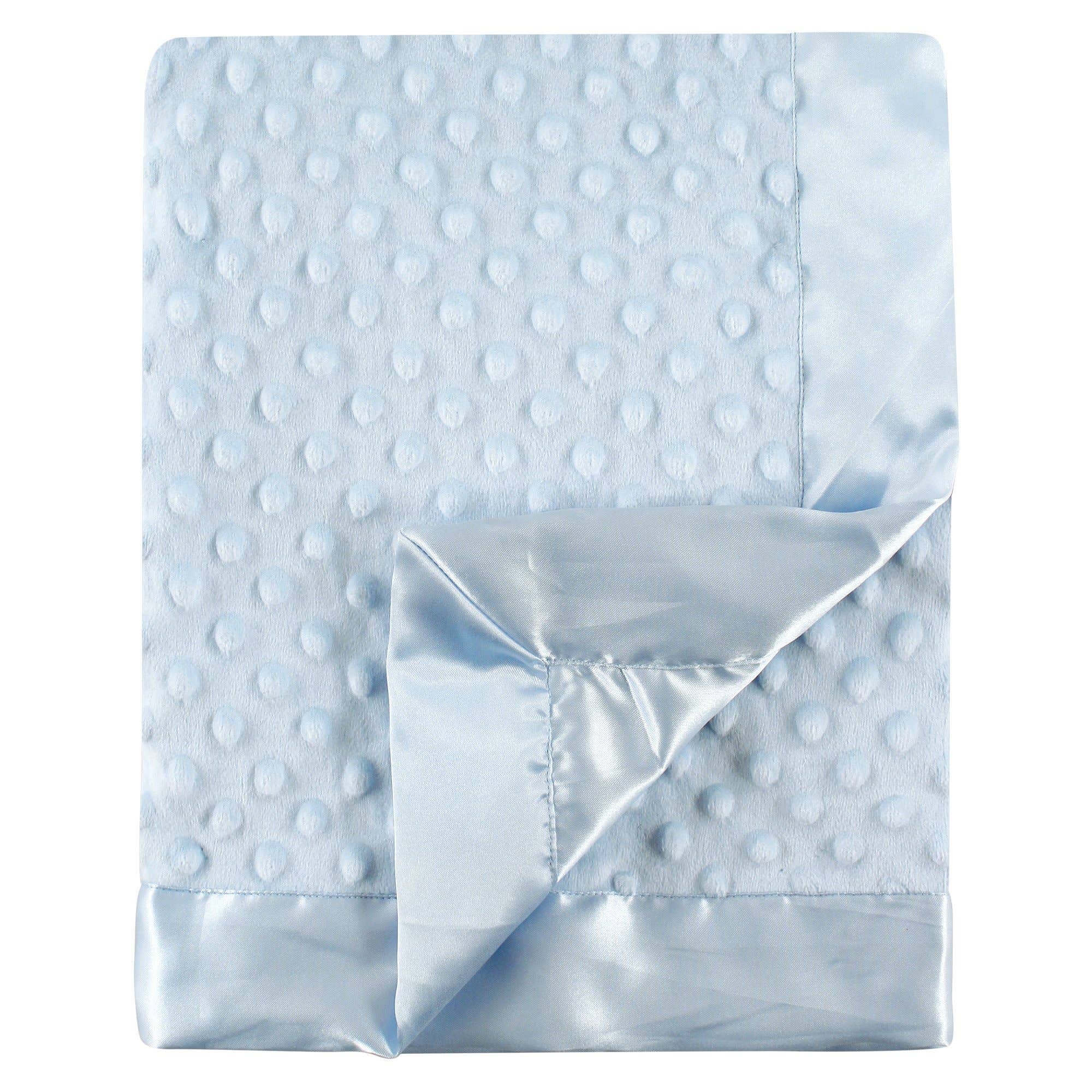 BLUE MINKY DOT BABY BLANKET