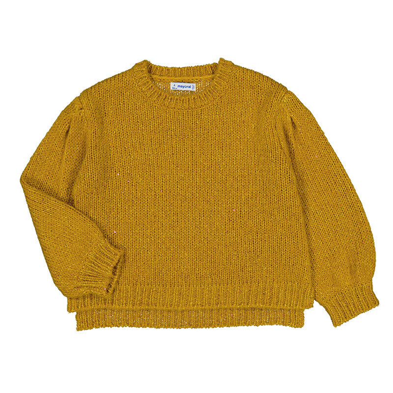 GIRLS MUSTARD SEQUIN SWEATER