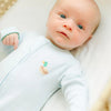 MINI MALLARD EMBROIDERED ZIPPER FOOTIE LIGHT BLUE