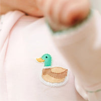 MINI MALLARD EMBROIDERED RUFFLE ZIP FOOTIE PINK