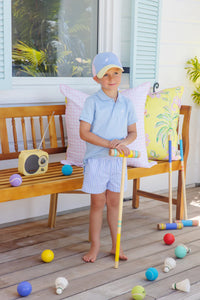 SHEFFIELD SHORTS TWILL - BEALE STREET BLUE STRIP WITH GRACE BAY GREEN