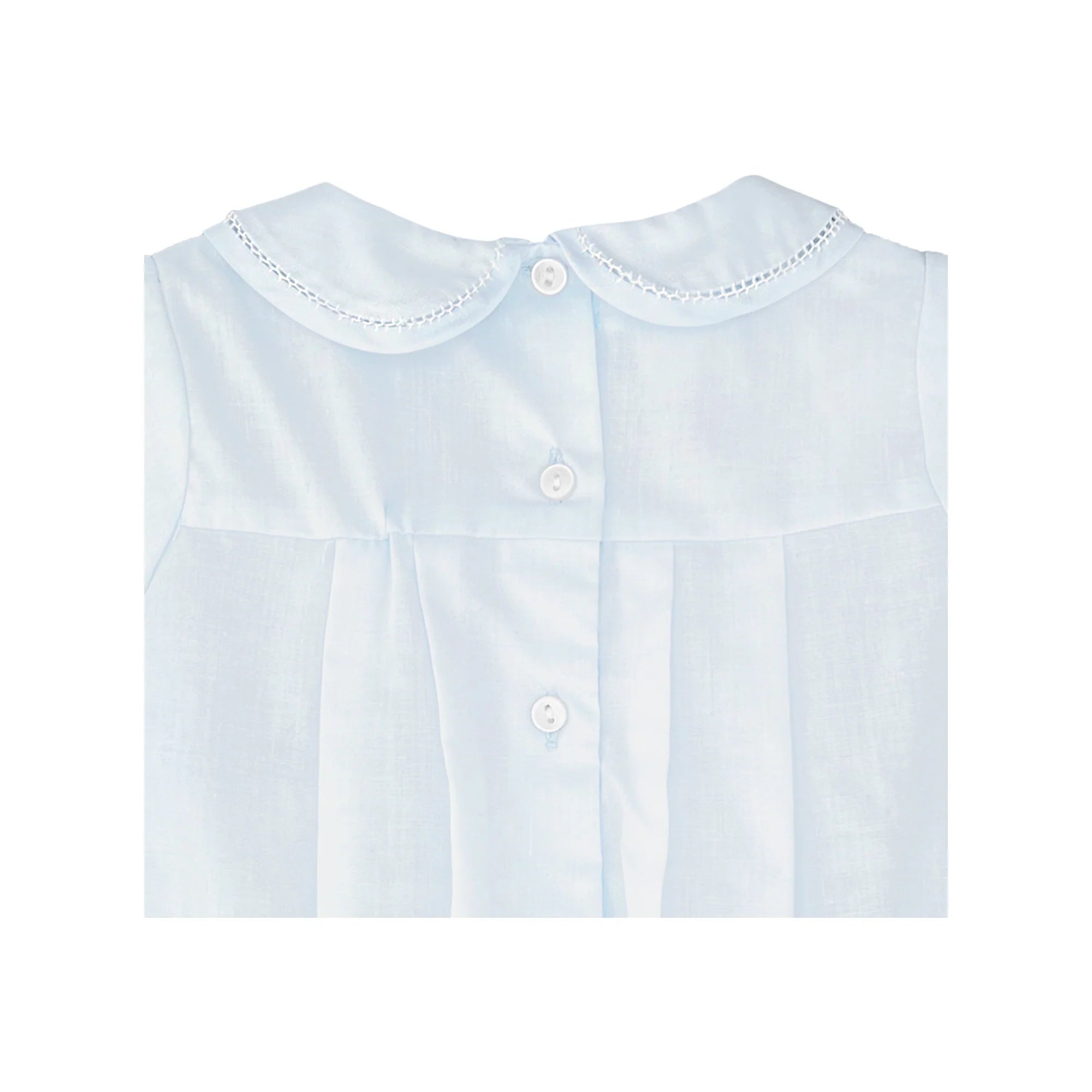 BABY BOY BUBBLE WITH HAND EMBROIDERED FEATHER STITCHING