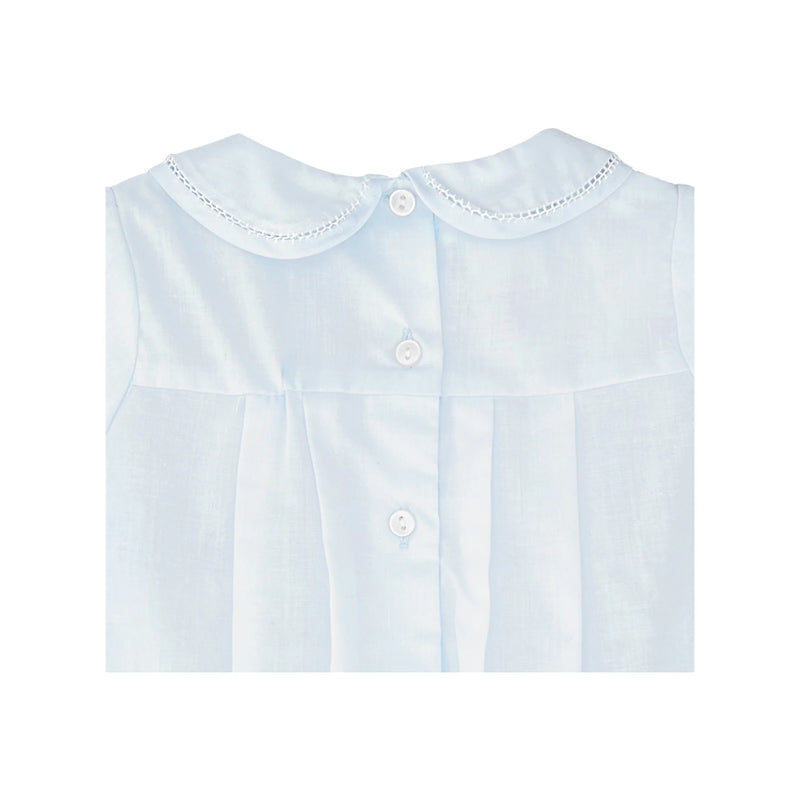 BABY BOY BUBBLE WITH HAND EMBROIDERED FEATHER STITCHING