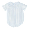 BABY BOY BUBBLE WITH HAND EMBROIDERED FEATHER STITCHING