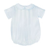 BABY BOY BUBBLE WITH HAND EMBROIDERED FEATHER STITCHING