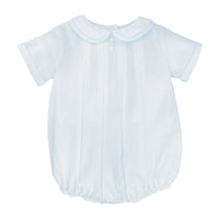 BABY BOY BUBBLE WITH HAND EMBROIDERED FEATHER STITCHING