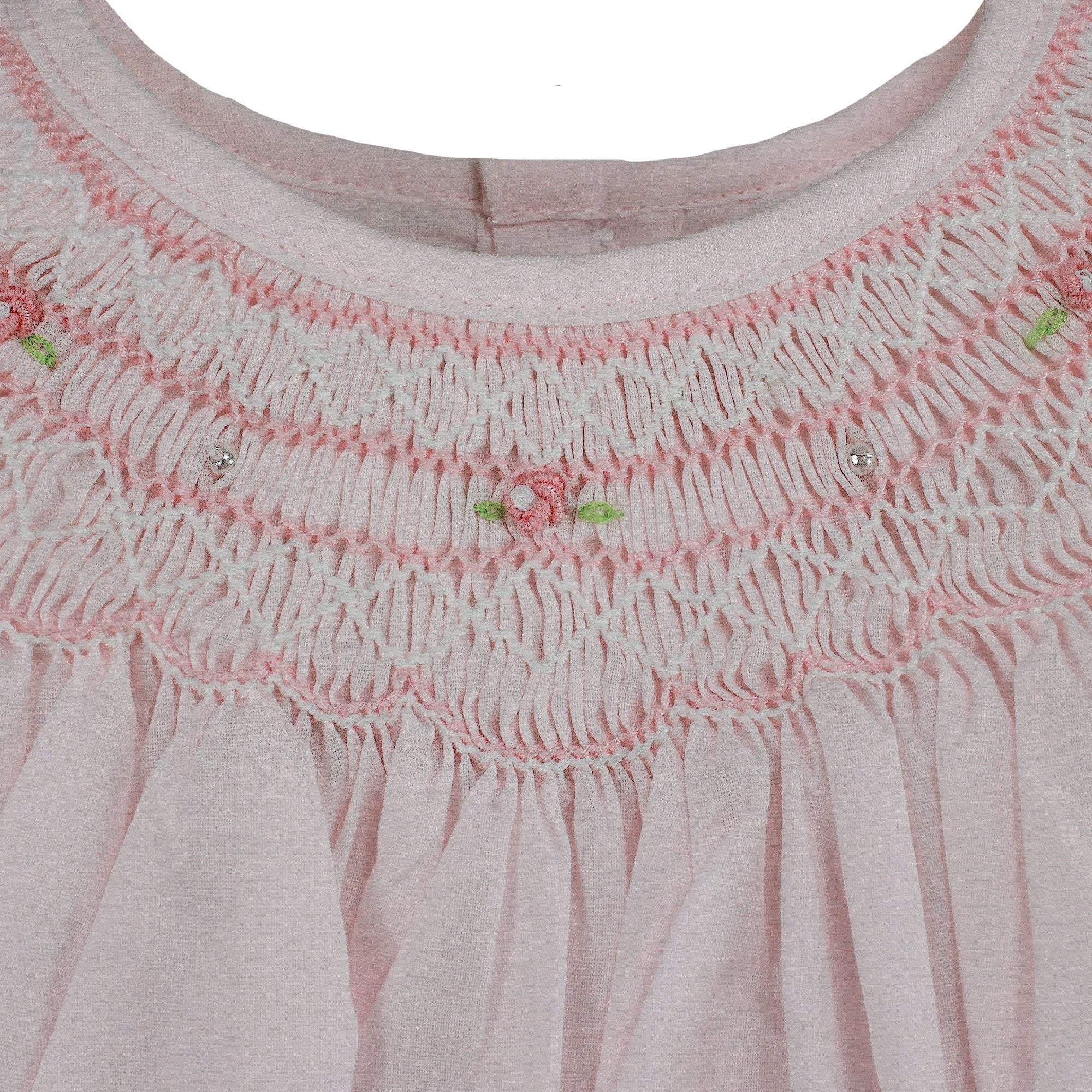 PINK BISHOP SMOCKED DAYGOWN WITH PEARLS