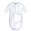TRAIN EMBROIDERED CONVERTER GOWN AND BONNET - WHITE