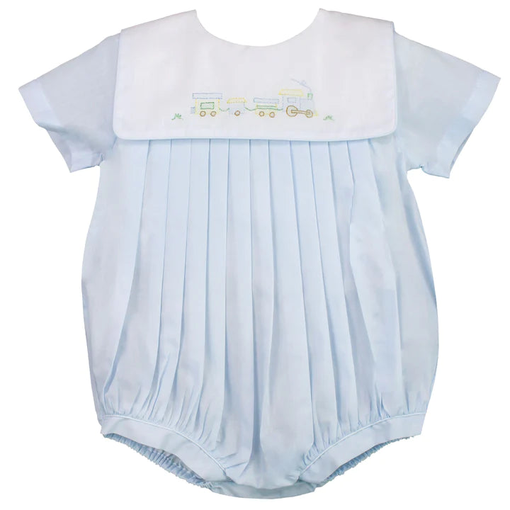 BABY BOY EMBROIDERED TRAIN BUBBLE